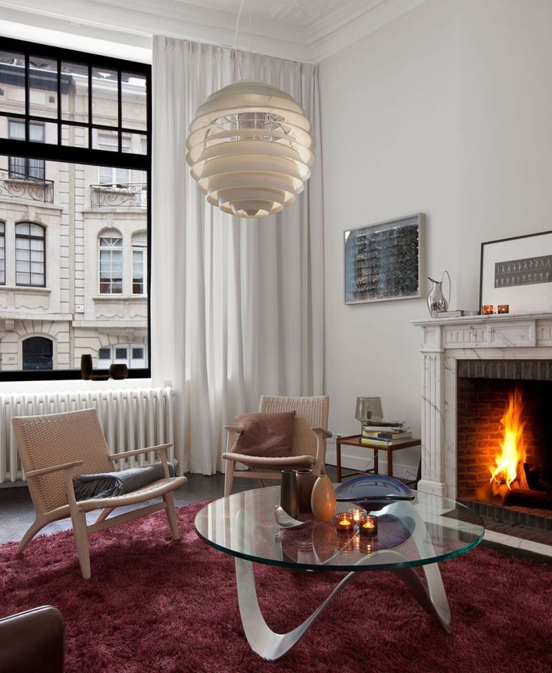 Art Nouveau Interior Design Living Room With Fireplace