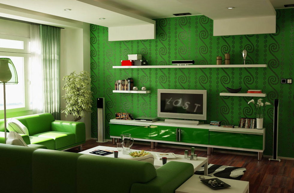Combination Of The Green Color In The Interior